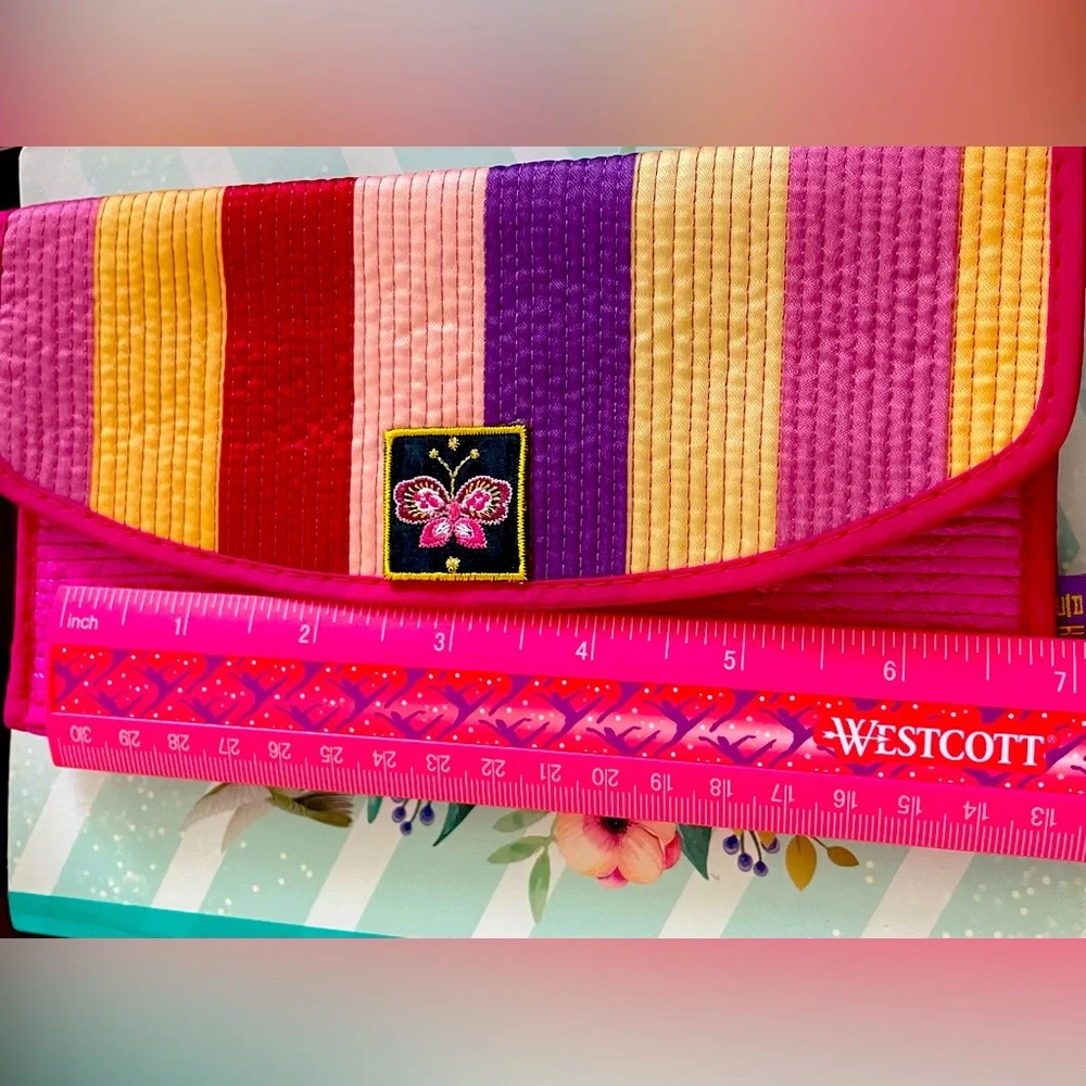 South Korea Striped Clutch. Never been used